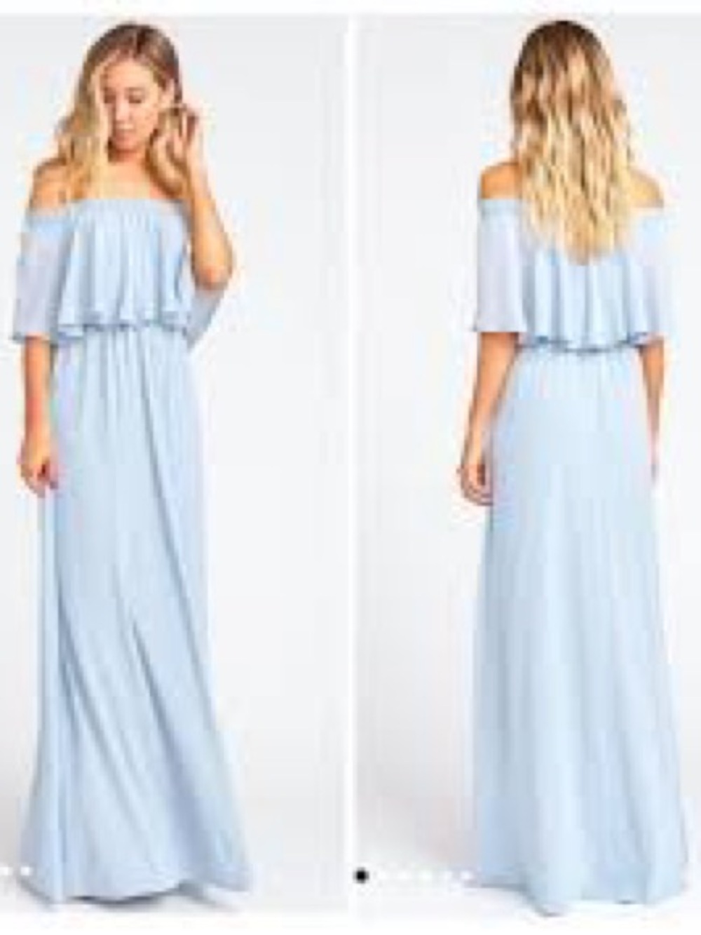 Show Me Your MuMu Off-Shoulder Light Blue Maxi Dress
